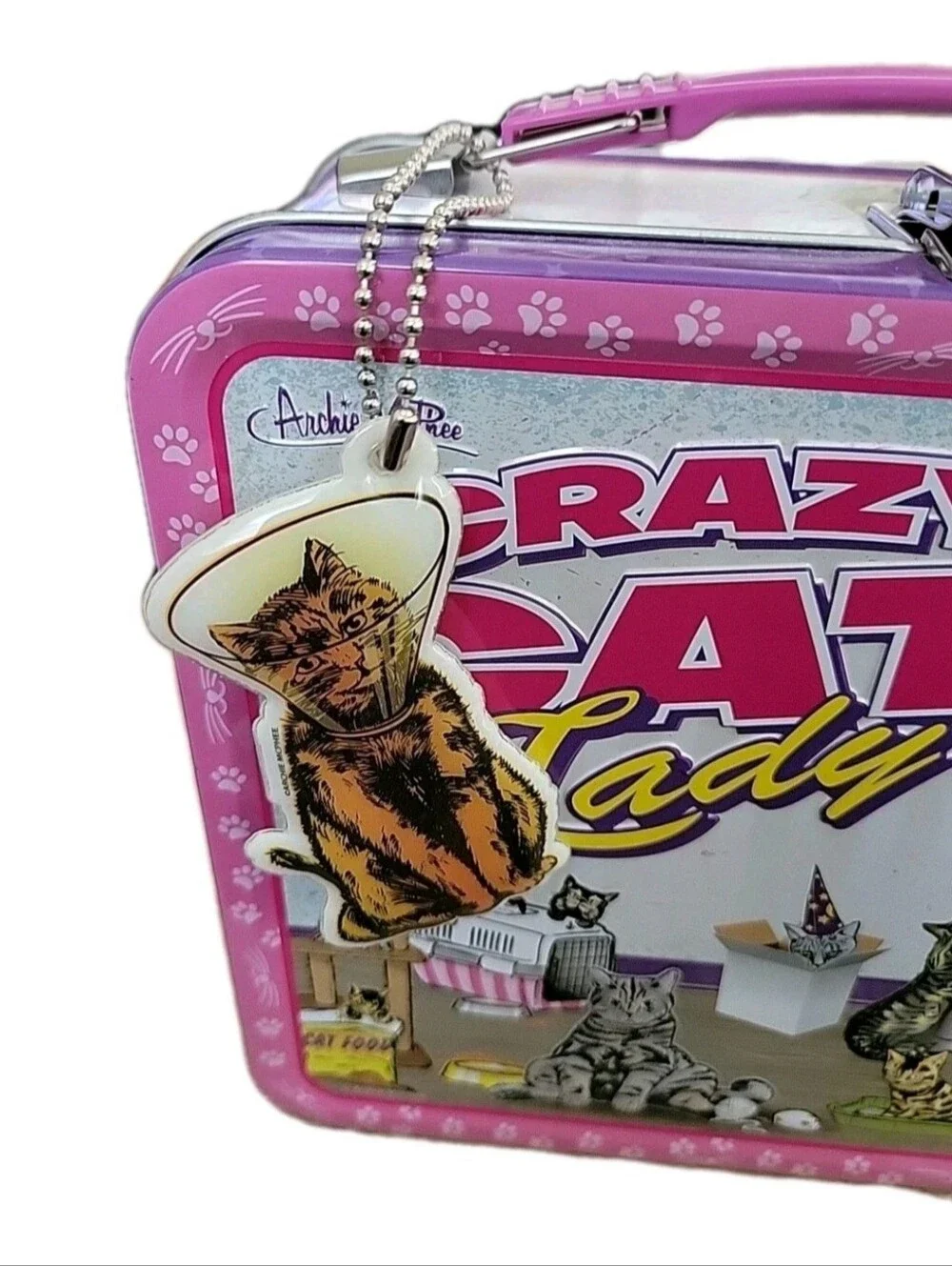 Crazy Cat Lady Pink Metal Lunchbox